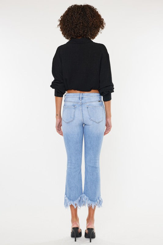 HIGH RISE CROP BOOTCUT DENIM PANTS-KC9354M