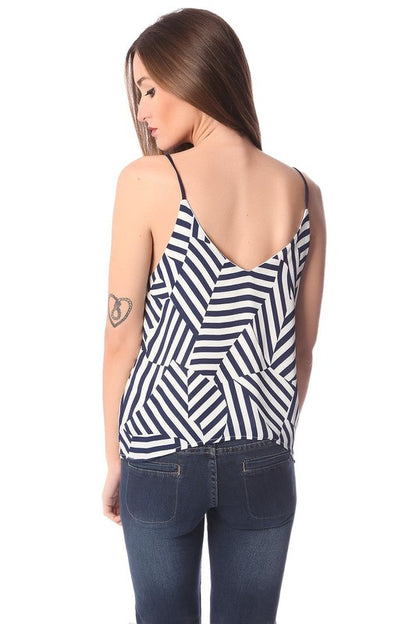 Blue geo print cami top