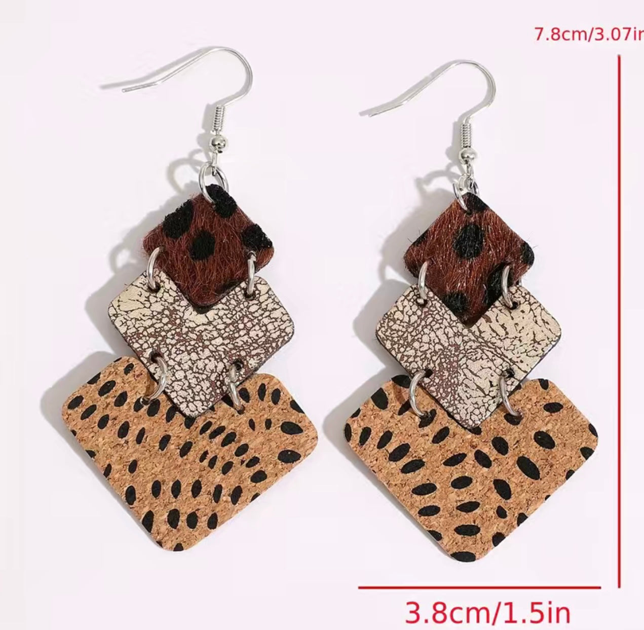 Leather Pattern Drop Earrings