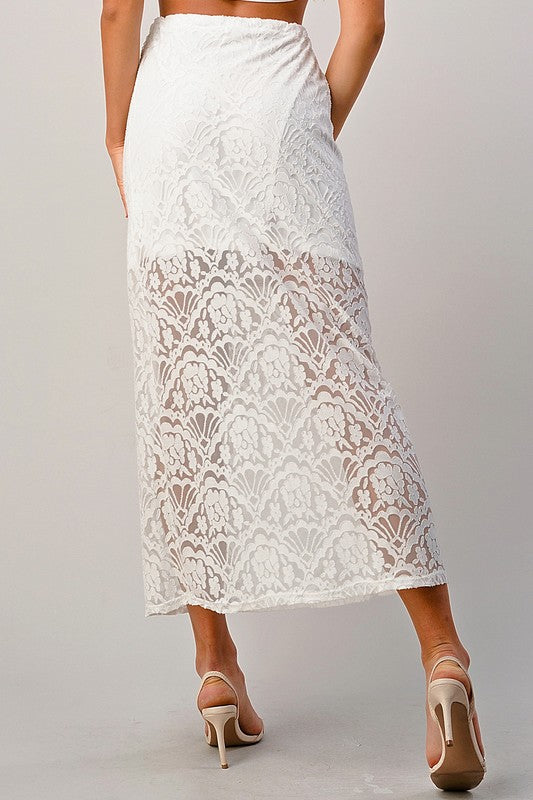 Lace Maxi Skirt With Cotton-Core Bow