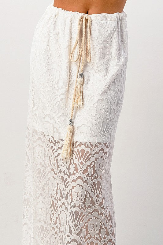 Lace Maxi Skirt With Cotton-Core Bow