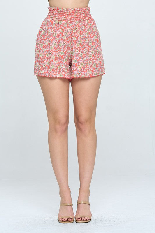 Smock waisted flare short pants