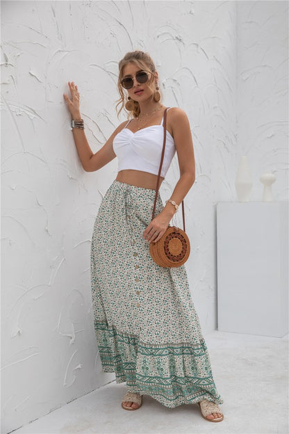 Womens Print Maxi Skirt