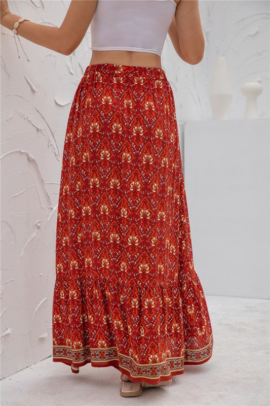 Womens Print Maxi Skirt