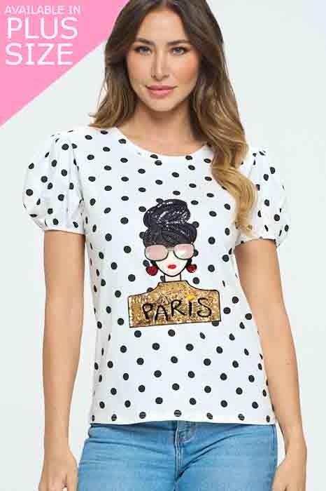 Polk a dot Puff Princess Sleeve Top