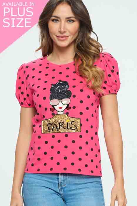 Polk a dot Puff Princess Sleeve Top