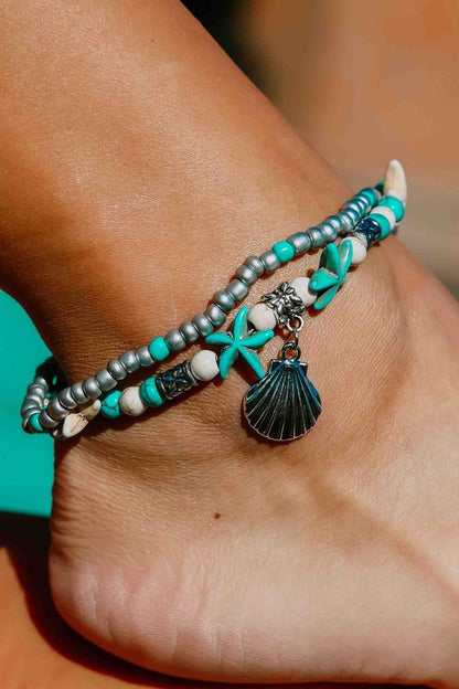 Ocean Breeze - Beaded Turquoise Anklets