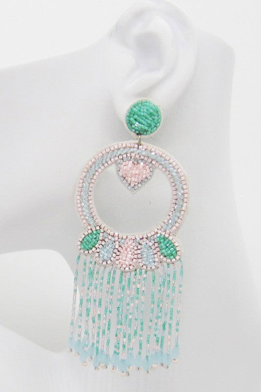 Pastel Ring Seed Beaded Post Earring