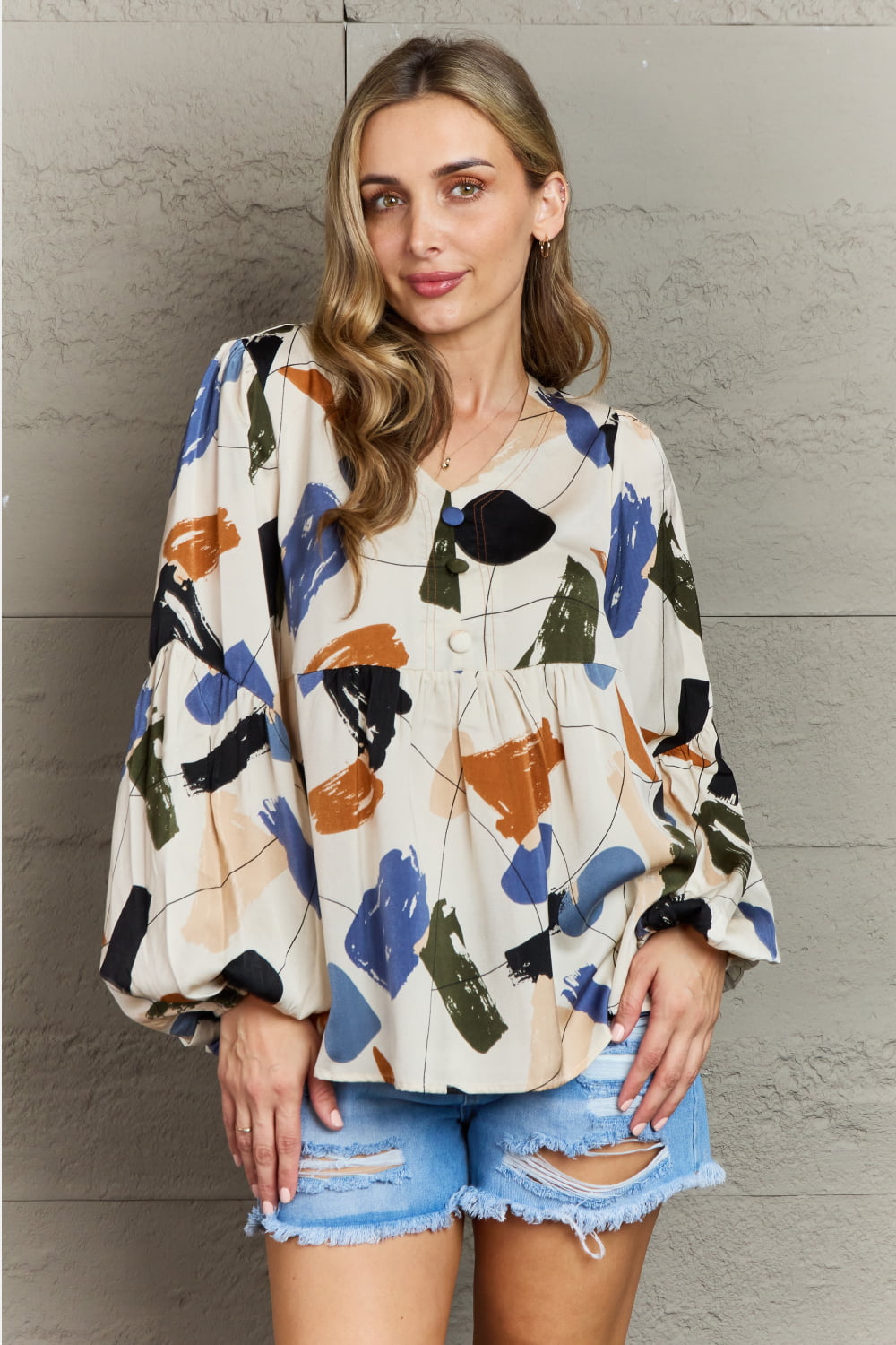 Hailey &amp; Co Wishful Thinking Multi Colored Printed Blouse