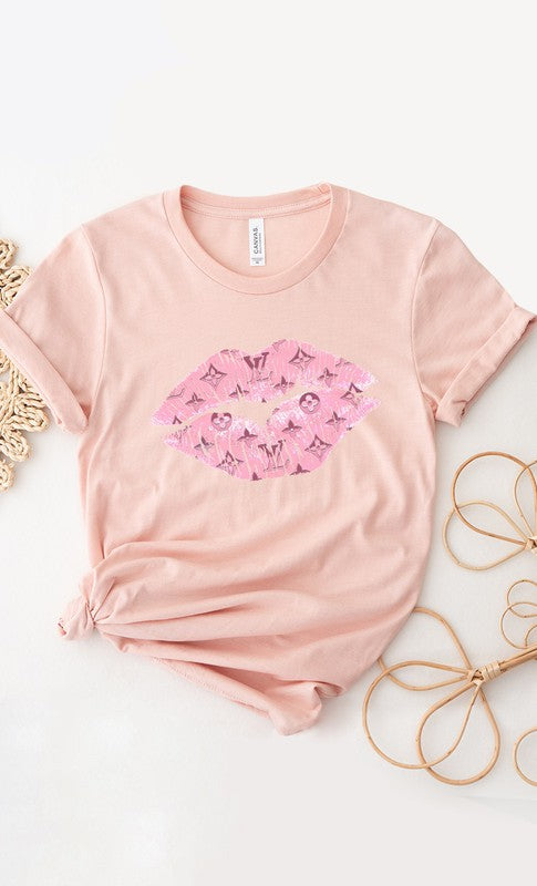 Designer Pink Lips Graphic Tee