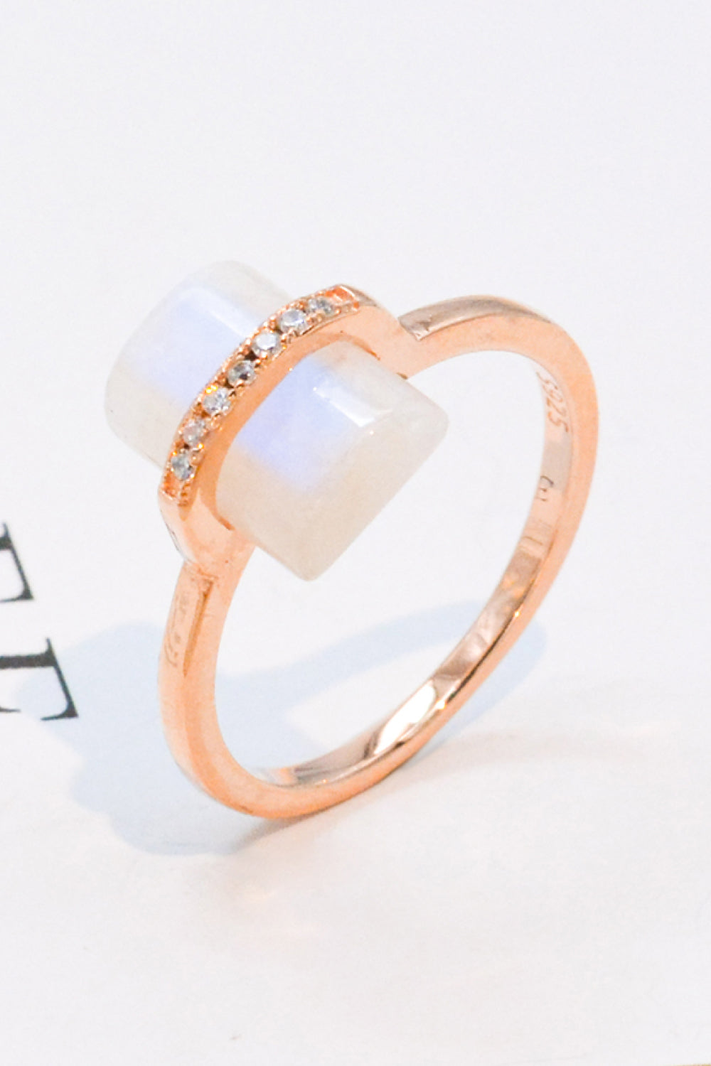 Natural Moonstone Platinum-Plated Ring